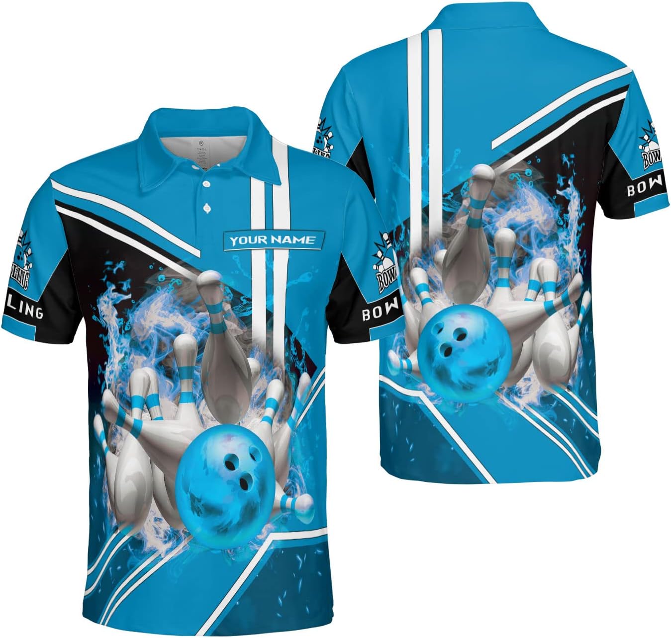 Ligthuy Personalized Name Bowling Polo Shirts 3D for Men and Women, Bowling Shirt, Bowling Shirts for Men Team Bowling Shirt