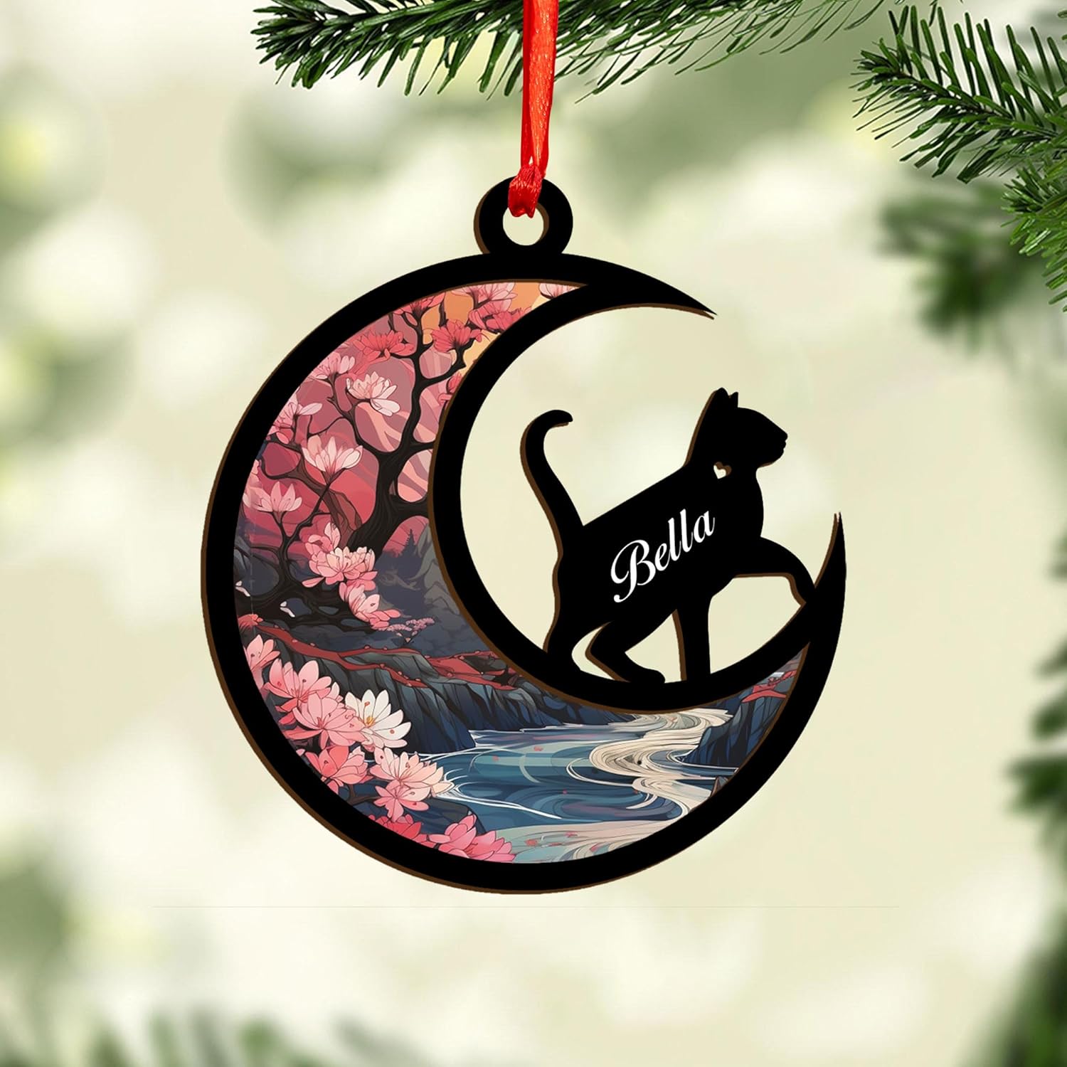 Mostefy Personalized Wooden Dog Cat Paw Ornament Christmas, Custom Dogs Cat Suncatcher Pet Name Ornaments, Customized Memorial Dog Ornament for Christmas Tree (Multi 35)