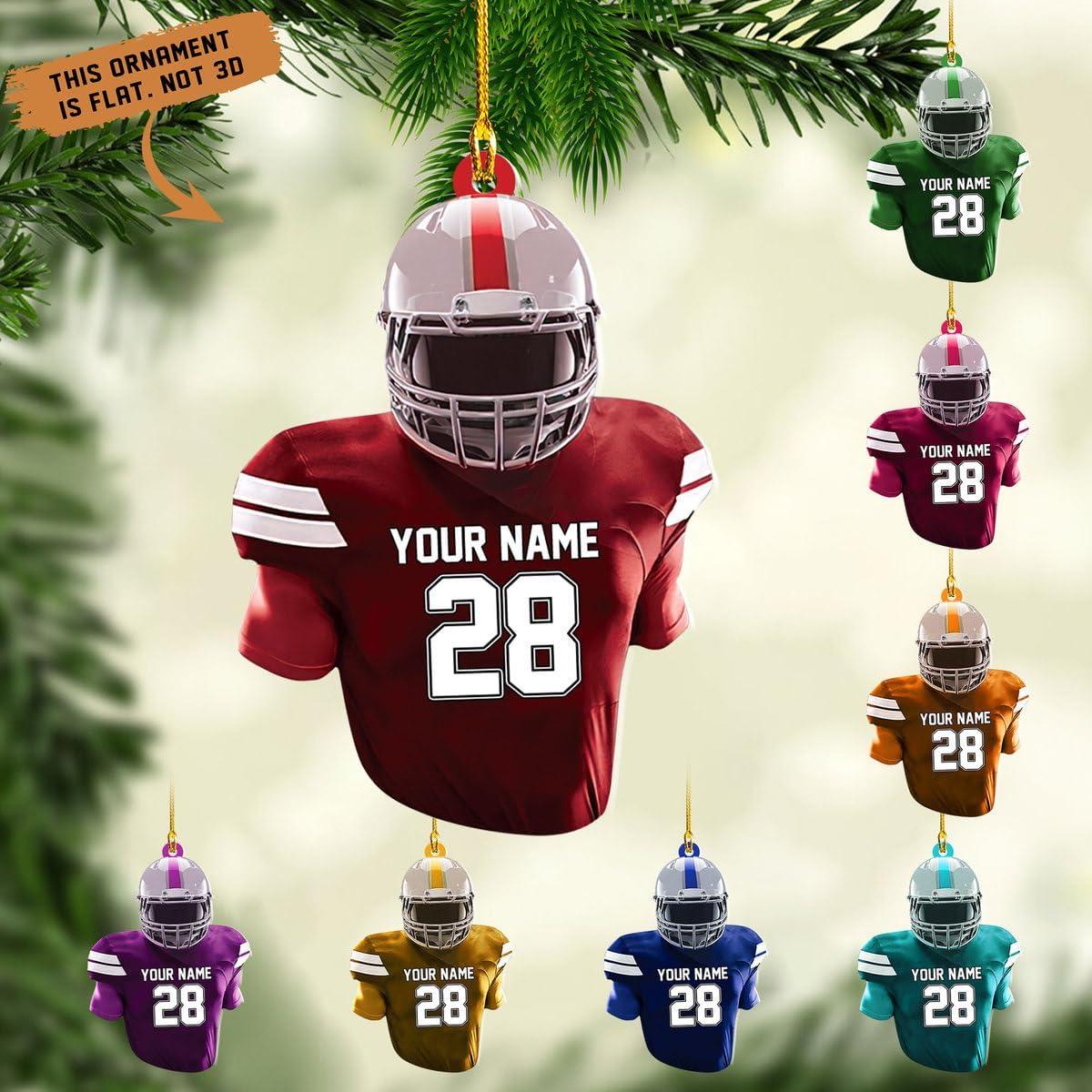 Artparel Personalized Football Ornament Customized Football Christmas Ornaments Football Ornament Christmas Hanging D��cor Gift for Football Fans Football Gifts Gift for Football Player (FB 11)