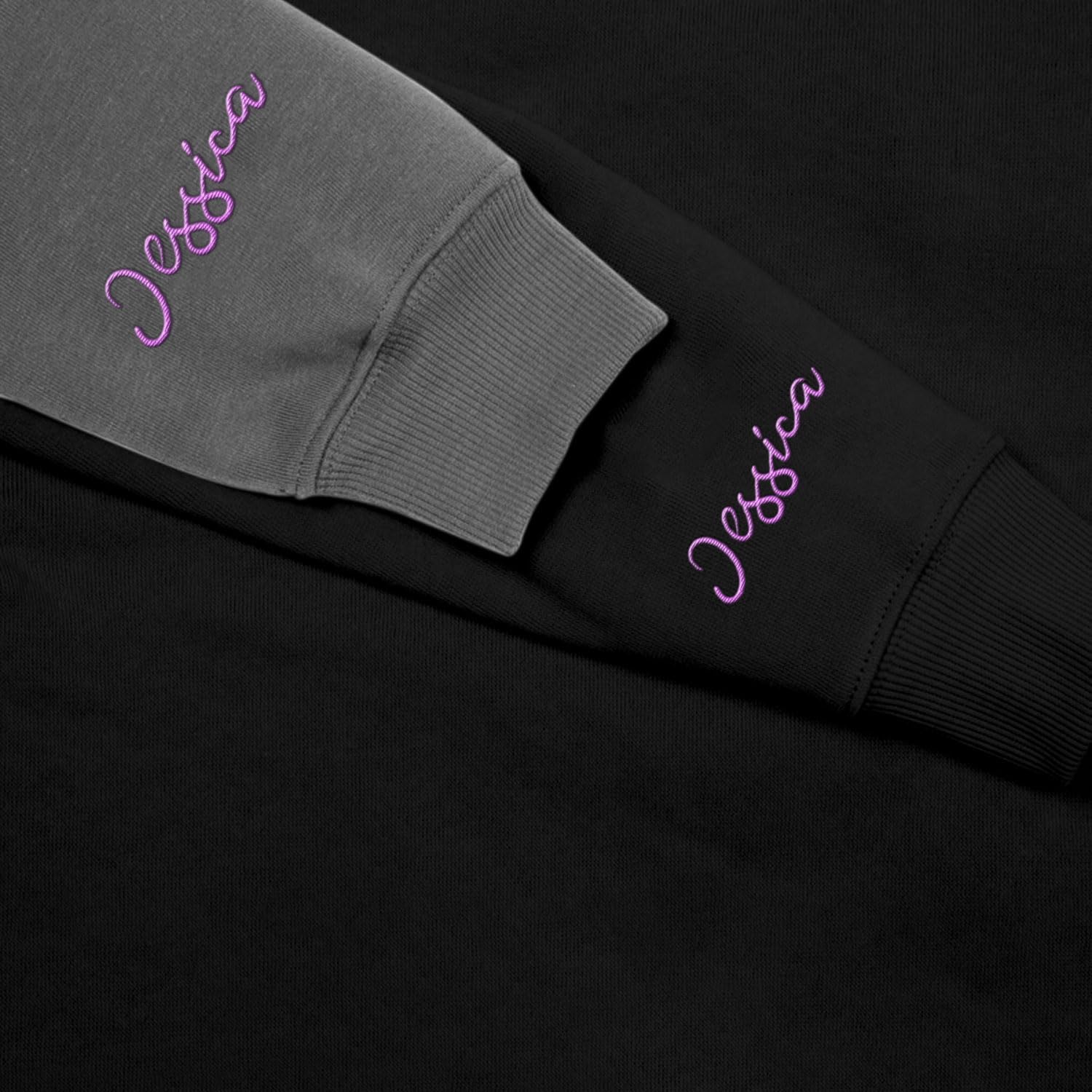 Podagree Personalized Butterfly Embroidered Sweatshirt, Custom Pink Butterfly Hoodie Name FLower Graphic