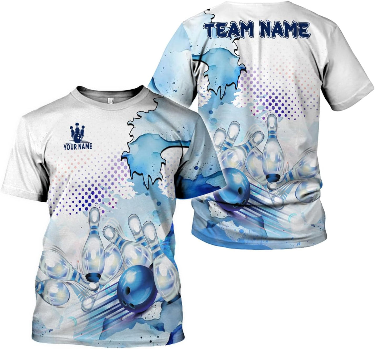 Rivelus Personalized Name Bowling Shirts for Men and Women 3D, Bowling Shirts for Team Bowling, Bowling Shirts Gift