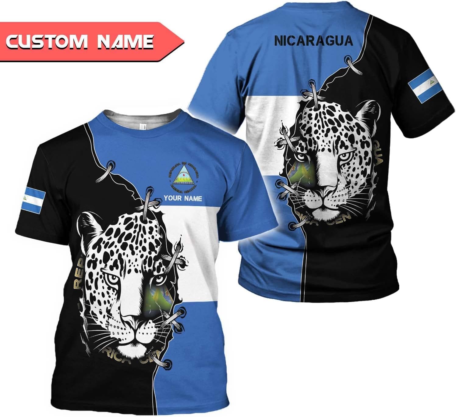 Personalized Nicaragua Shirt Custom Nicaragua Flag Lion Shirt for Men & Women Nicaraguan Camisas T-Shirt, Nicaragua Tshirt