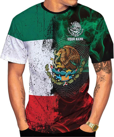 HomeDesign Custom Mexico Shirts Personalized Name Mexican 3D Flag Shirt for Men Women Aztec Unisex US Eagle Pride Camisas