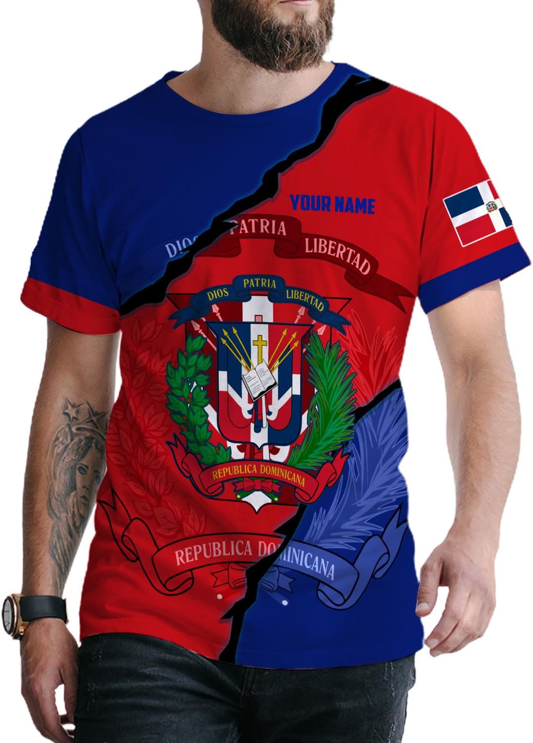 Ligthuy Personalized Dominican Shirt 3D, Dominican Republic Shirts, Dominican Flag Unisex Republica Dominicana Shirt S-5XL