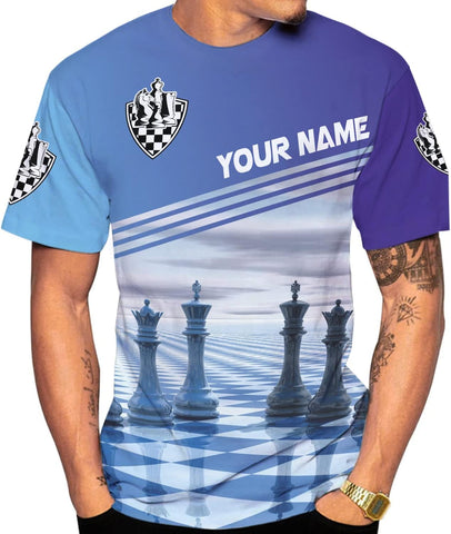 Personalized Name Chess 3D Full Color Shirt, Custom Name Chess 3D Shirt for Men, Women, Chess Lover, USA Chess Shirt