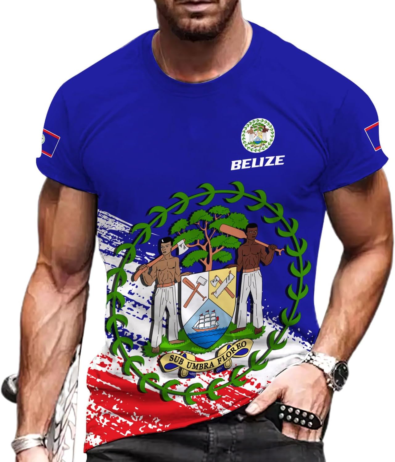 Artparel Personalized Belize Shirt Coat of Arms of Belize Flag Shirts Belizean Country Flag Gift T-Shirt Belizean Shirt S-5XL