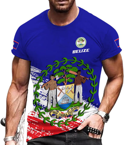 Artparel Personalized Belize Shirt Coat of Arms of Belize Flag Shirts Belizean Country Flag Gift T-Shirt Belizean Shirt S-5XL