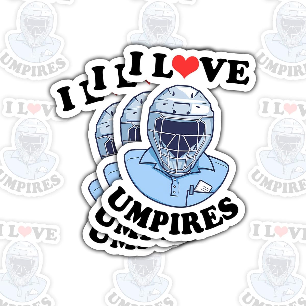 (3 Pcs) I Love Umpires Sticker - Sports Referee Baseball & Softball Umpire Quote Vinyl Decal for Laptop, Water Bottle, Phone, Car, Boat, Bumper, Window, Helmet - 3 Inch