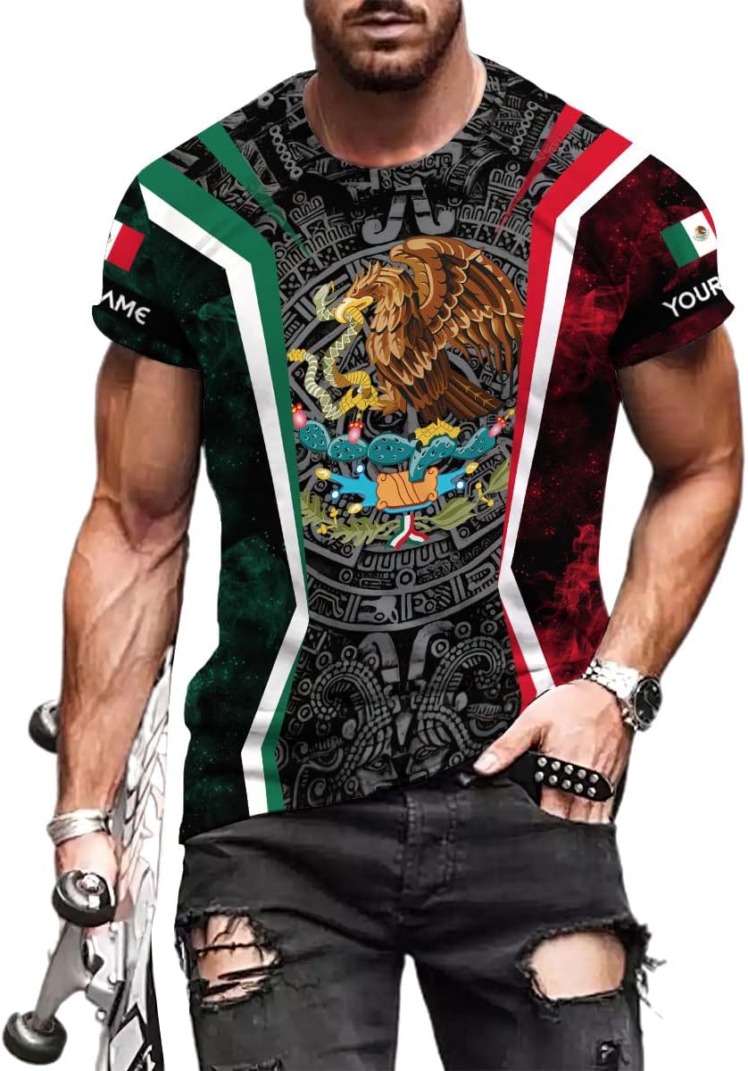 Paniprints Personalized Name Mexican Shirts for Men, Customized Mexico Shirts for Men, Mexico Shirts for Women Mexico Flag