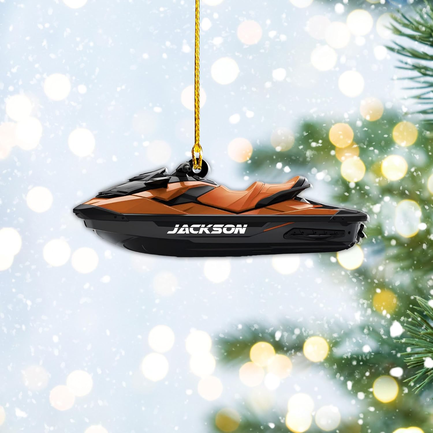AOVL Custom Jet Ski Ornaments 2024 Jet Boat Ski Christmas Ornament Skiing Jet Boat Christmas Tree Ornament Gift for Watercraft Lovers Speed Boat Ornaments (JK9)