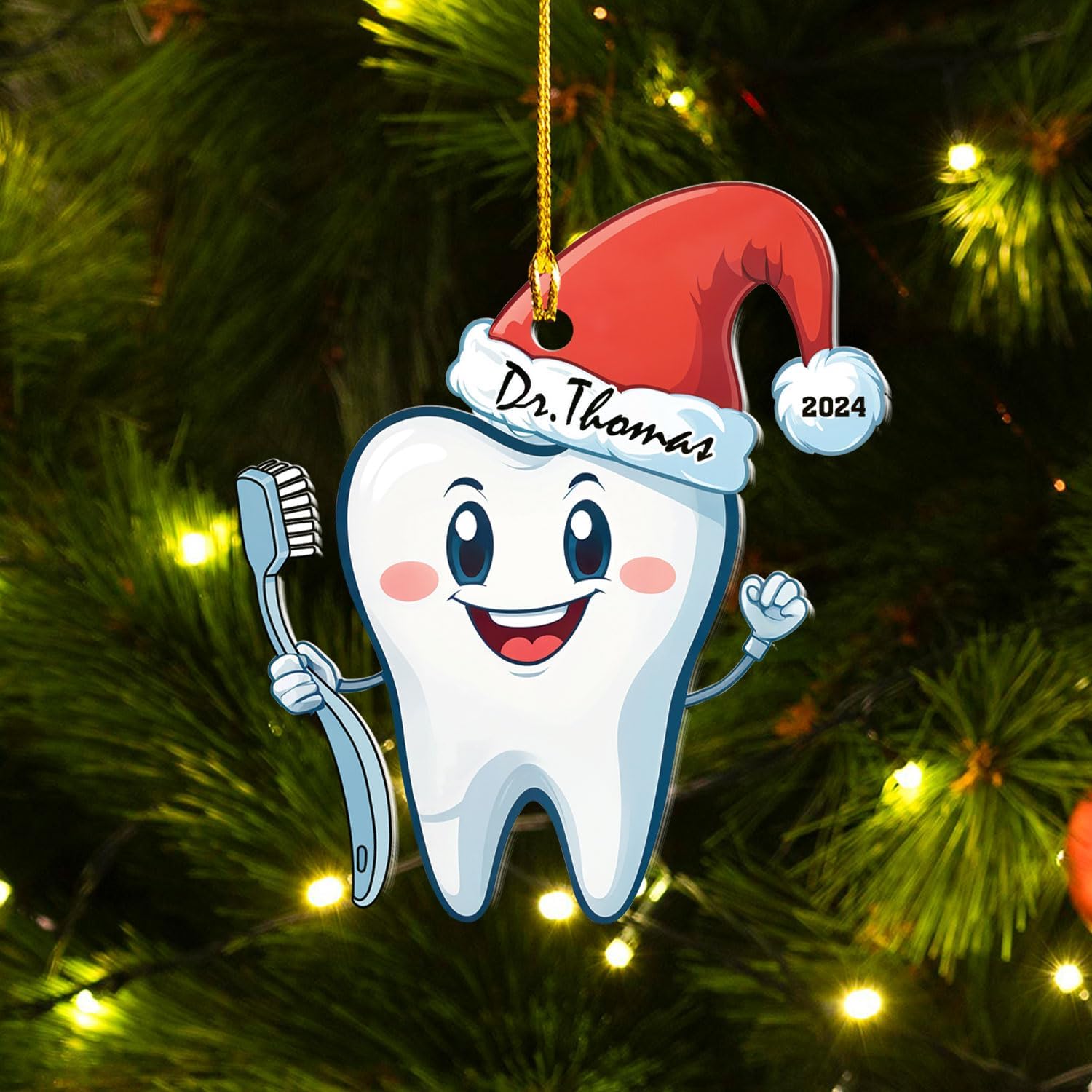 Brevnex Personalized Dentist Ornaments 2024,Dental Assistant Ornament, Dental Hygienist Ornament, Tooth Ornament, Dentist Acrylic 2D Flat Ornament, Healthcare Ornaments, Gift for Christmas (DT 6)