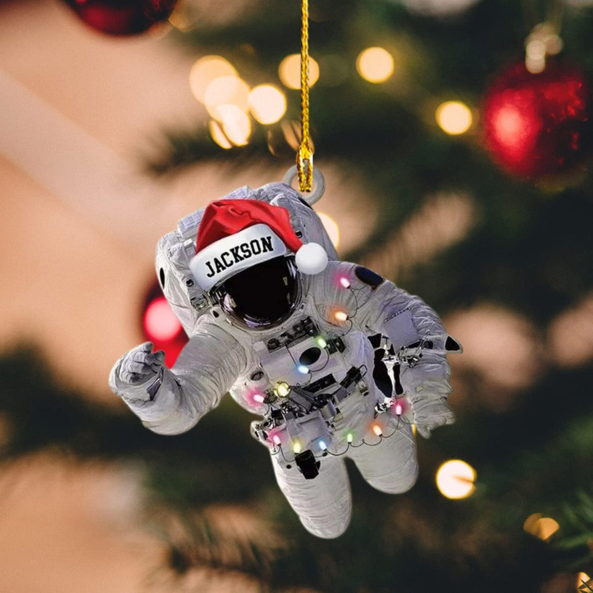 Personalized Astronaut Kids Christmas Ornament Custom Name Astronaut Christmas Tree Wood Plastic Ornament Ornament for Christmas Tree Xmas Home Decoration Gifts for Boys Children Space (ATN4)