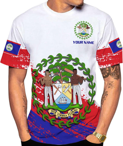 Personalized Belize Shirt for Men and Women, Coat of Arms of Belize Flag Flag Shirt, Belizean Country Flag Gift