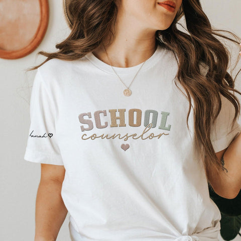 Custom Counselor Embroidered Sweatshirt Retro First Day of School Gift Her Historical Black Casual Long Sleeve Pullover Women