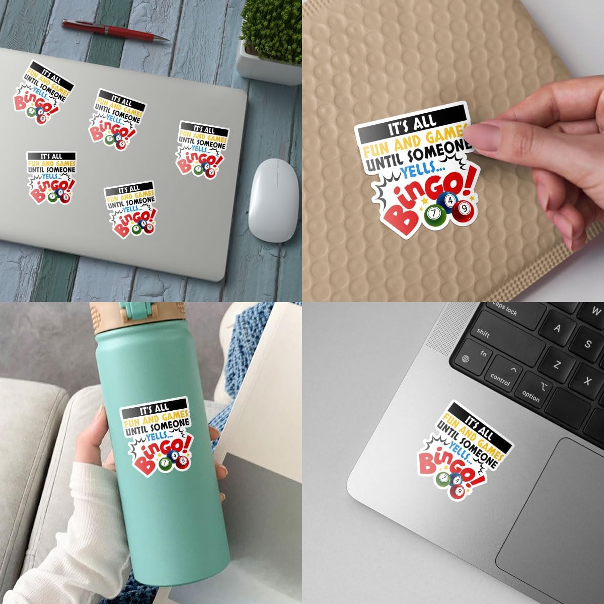 3Pcs It's All Fun and Games Until Someone Yells Bingo Sticker Funny Bingo Games Bingo Player Bingo Lover Gift Stickers It's All Fun and Games Bingo Decal for Laptop Bottle Phone Car Hard Hat 3"