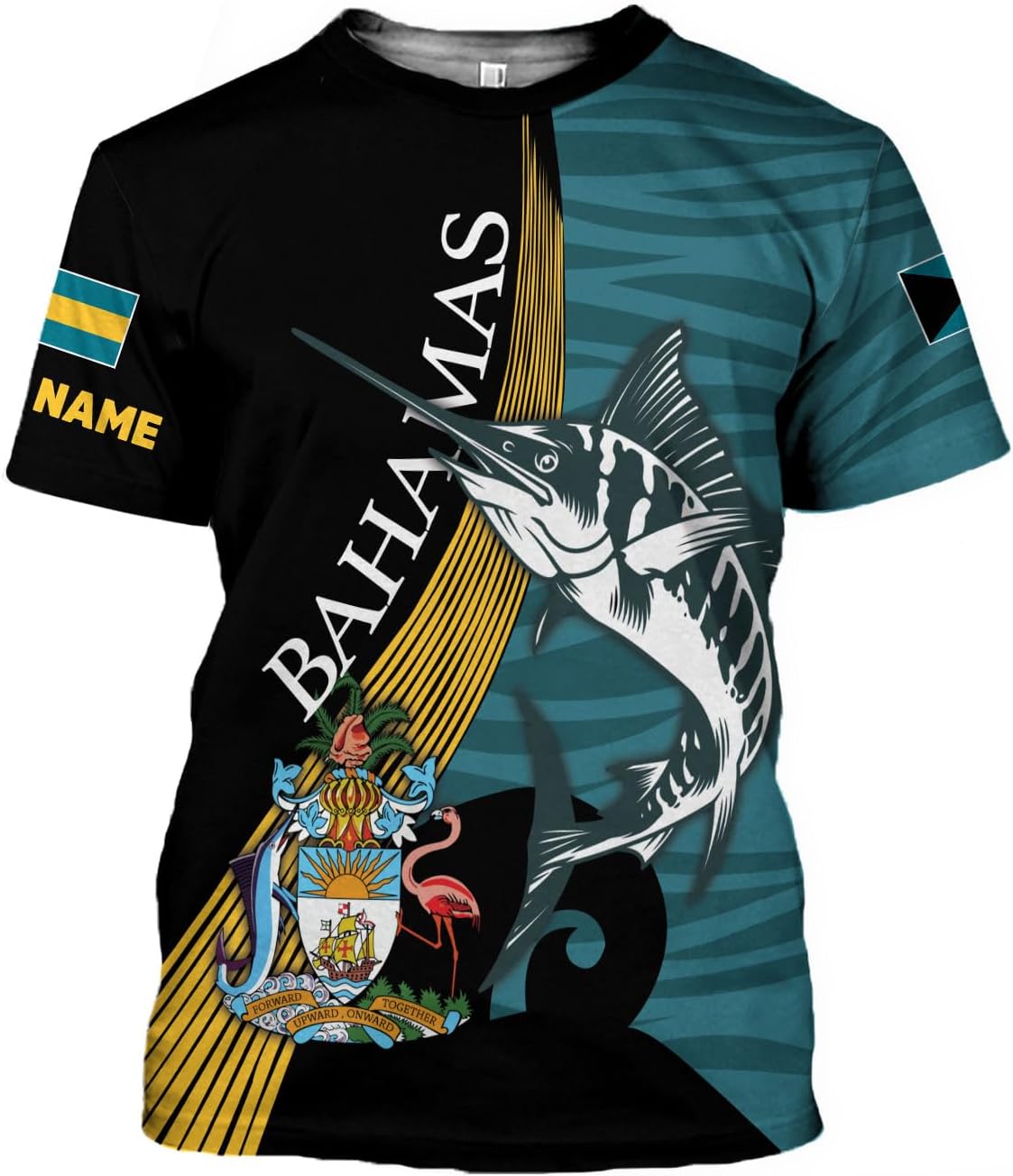 Artparel Personalized Bahamas Shirts 3D Bahamas T-Shirt Bahamas Shirts for Men Bahamas Souvenirs Shirts Bahamas Flag Shirts