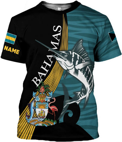 Artparel Personalized Bahamas Shirts 3D Bahamas T-Shirt Bahamas Shirts for Men Bahamas Souvenirs Shirts Bahamas Flag Shirts