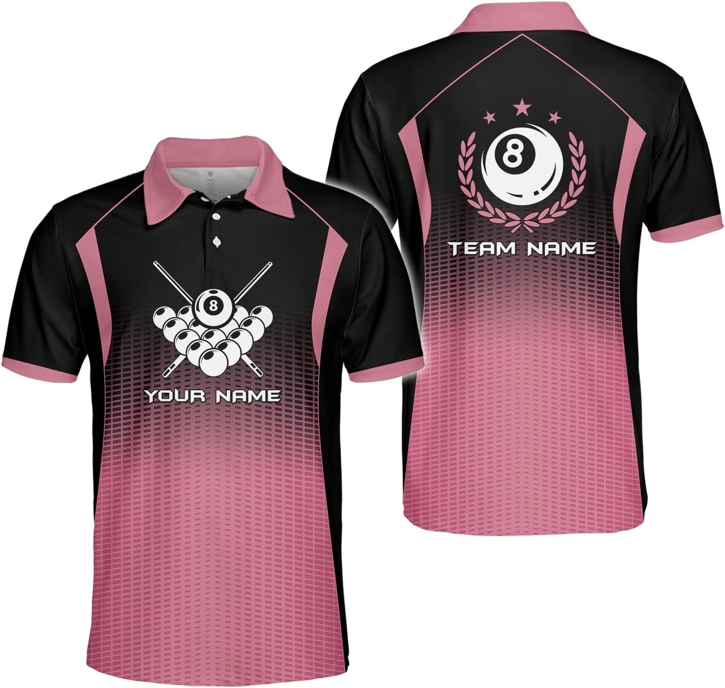 Personalized 8 Ball Polo Shirt, Billiard Shirt Custom Billiard Player 3D Print Shirts for Men Women Teams Pool (Polyester, PL27)
