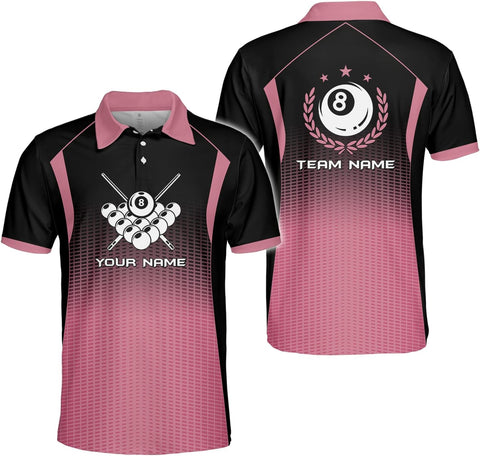 Custom Billiard Polo Shirts for Men Women Personalized Name Team 8 Ball Shirt Billiards Apparel Pool 3D Tshirts Gifts Player
