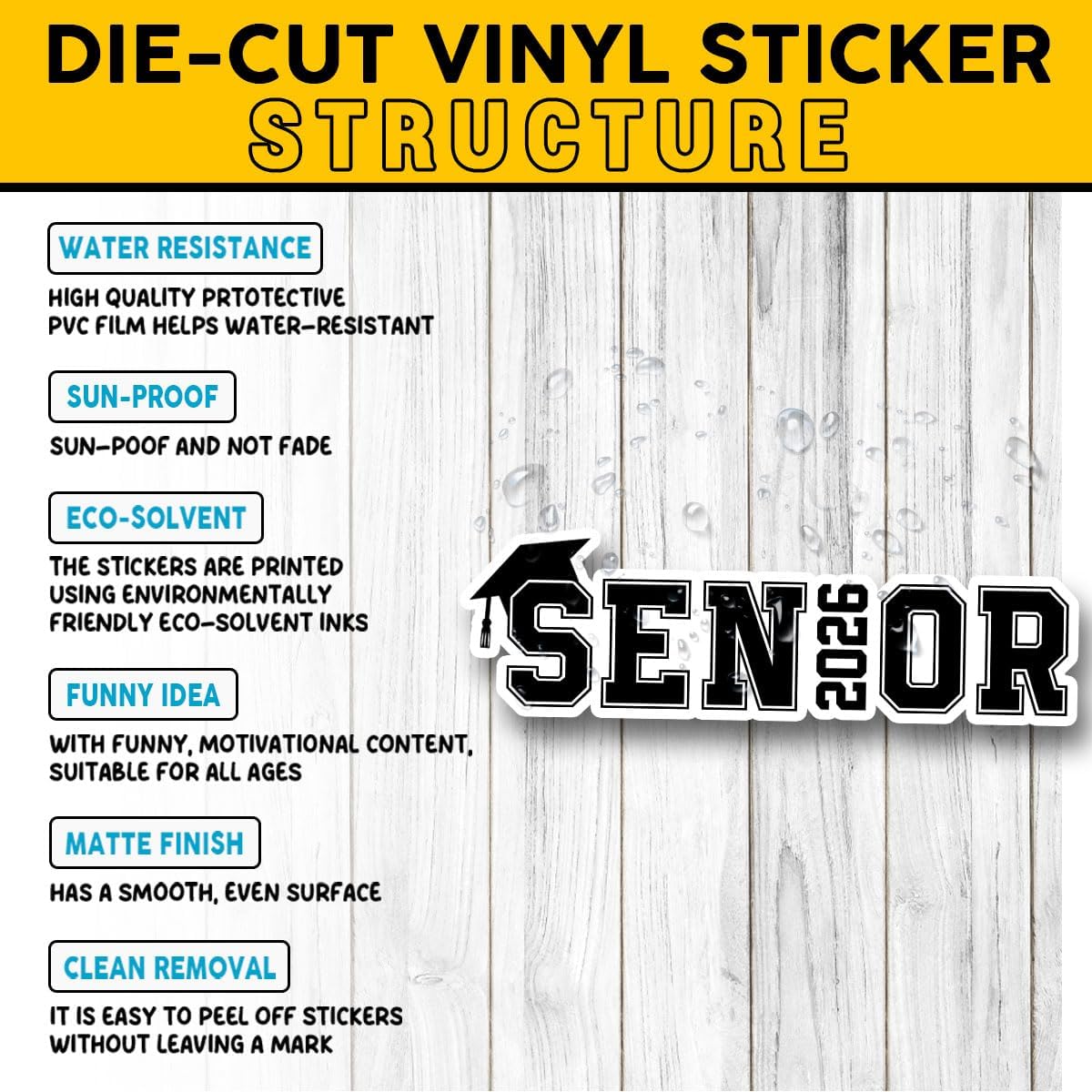 3 Pcs Senior 2026 Stickers, Senior Stickers, Senior Car Decorations Class of 2026, Senior Year 2026 - Vinyl Stickers for Laptop Water Bottle Phone Car Helmet 3 Inches (Senior 2, 3 inches)