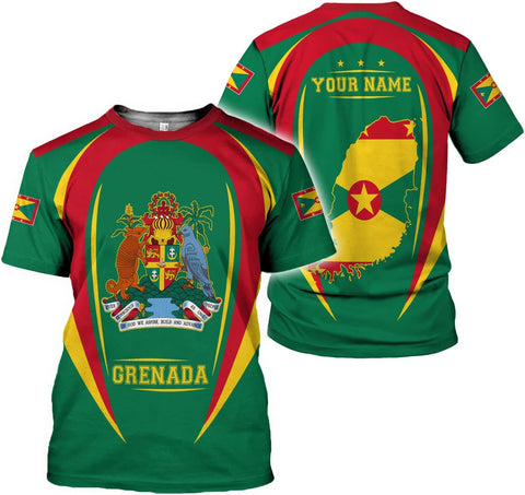 Podagree Personalized Grenada T-Shirt 3D, Proud Grenadan Tshirt, Grenada Flag Grenadian Pride Grenadian Heritage Shirt