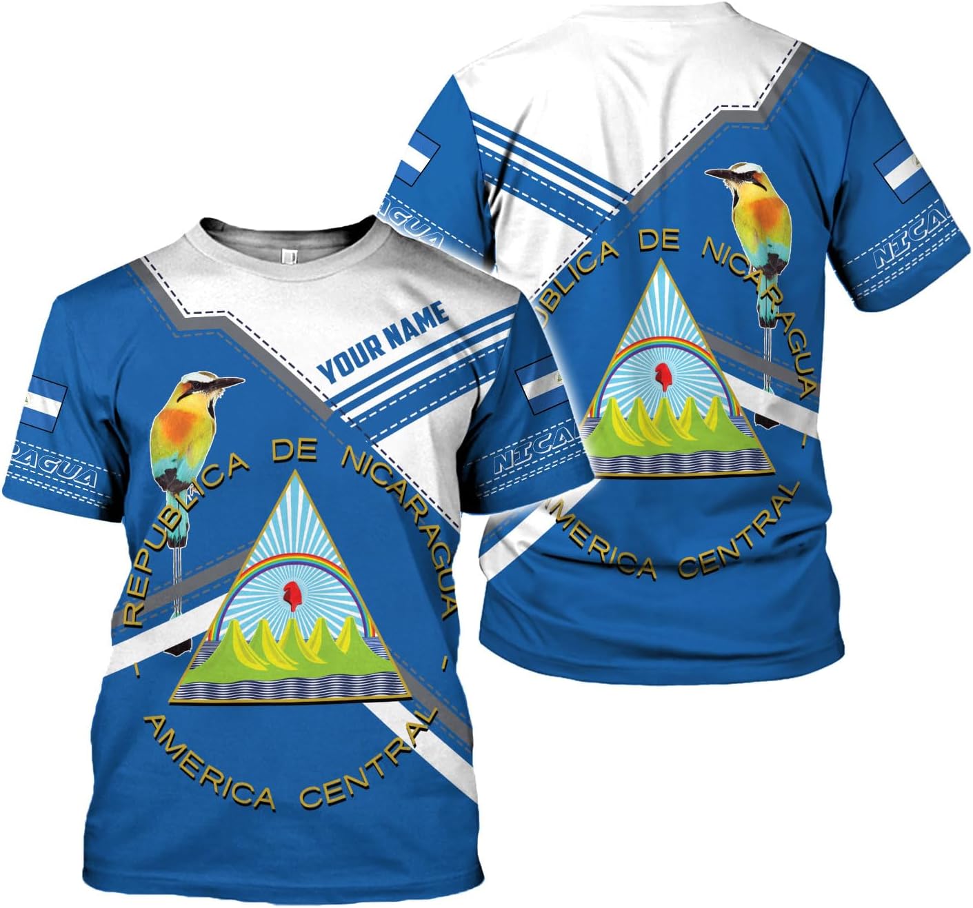 Rivelus Personalized Nicaragua Shirt 3D, Nicaragua Flag Shirts, Nicaraguan Camisas T-Shirt, Unisex Shirts for Men Women