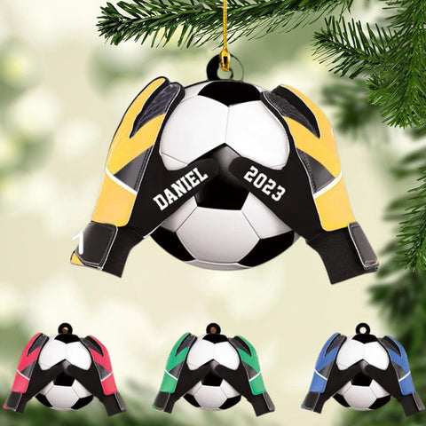 Paniprints Personalized Name and Numer Soccer Christmas Ornament 2023, Custom Soccer Ornaments for Xmas, Soccer Ornament Handmade from Wood Tree Hanging Ornament Pine Tree (Soccer 15)