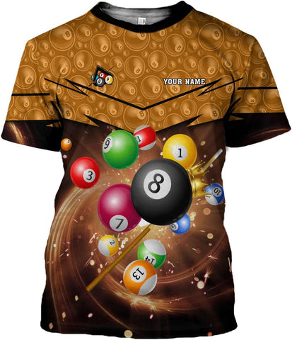 Parvii Personalized Billiards Shirt for Men, 8 Ball Pool Shirt, Billiards Gift