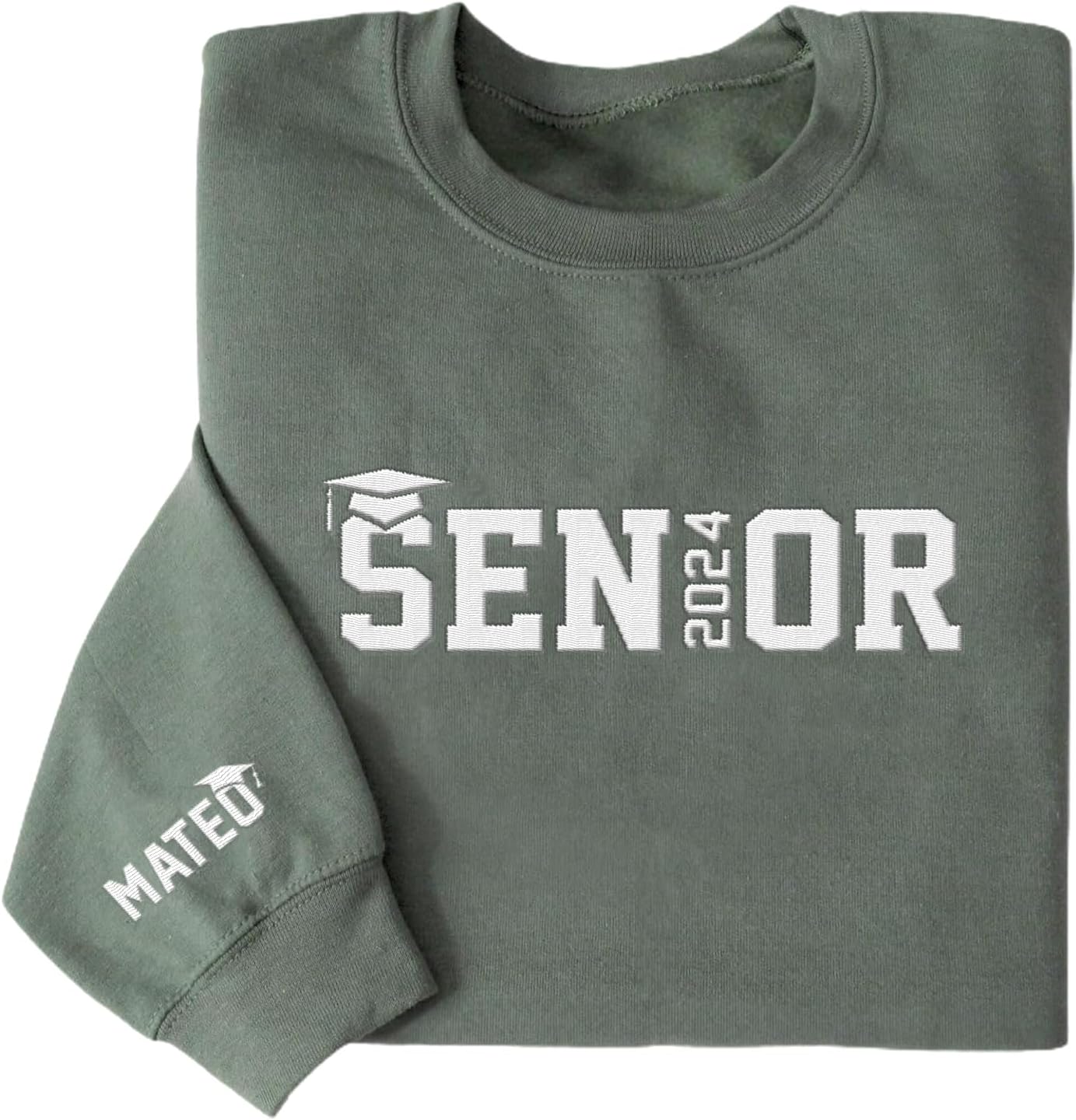 Personalized Senior Class of 2024 Embroidered Sweatshirt, 2024 Graduation Gifts, Senior 2024 Graduation Shirt (Cotton, SS206), Small-5X-Large