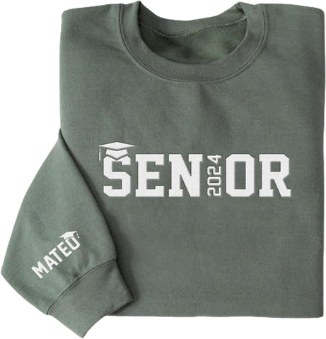 Personalized Senior Class of 2024 Embroidered Sweatshirt, 2024 Graduation Gifts, Senior 2024 Graduation Shirt (Cotton, SS206), Small-5X-Large