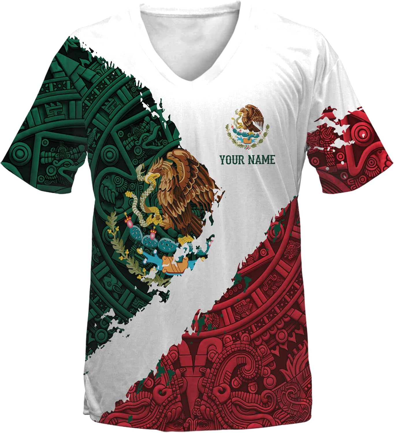 Mostefy Personalized Mexican Shirts for Women Vneck 3D, Customized Mexico Shirts for Women, Mexico Shirt, Mexican Shirt