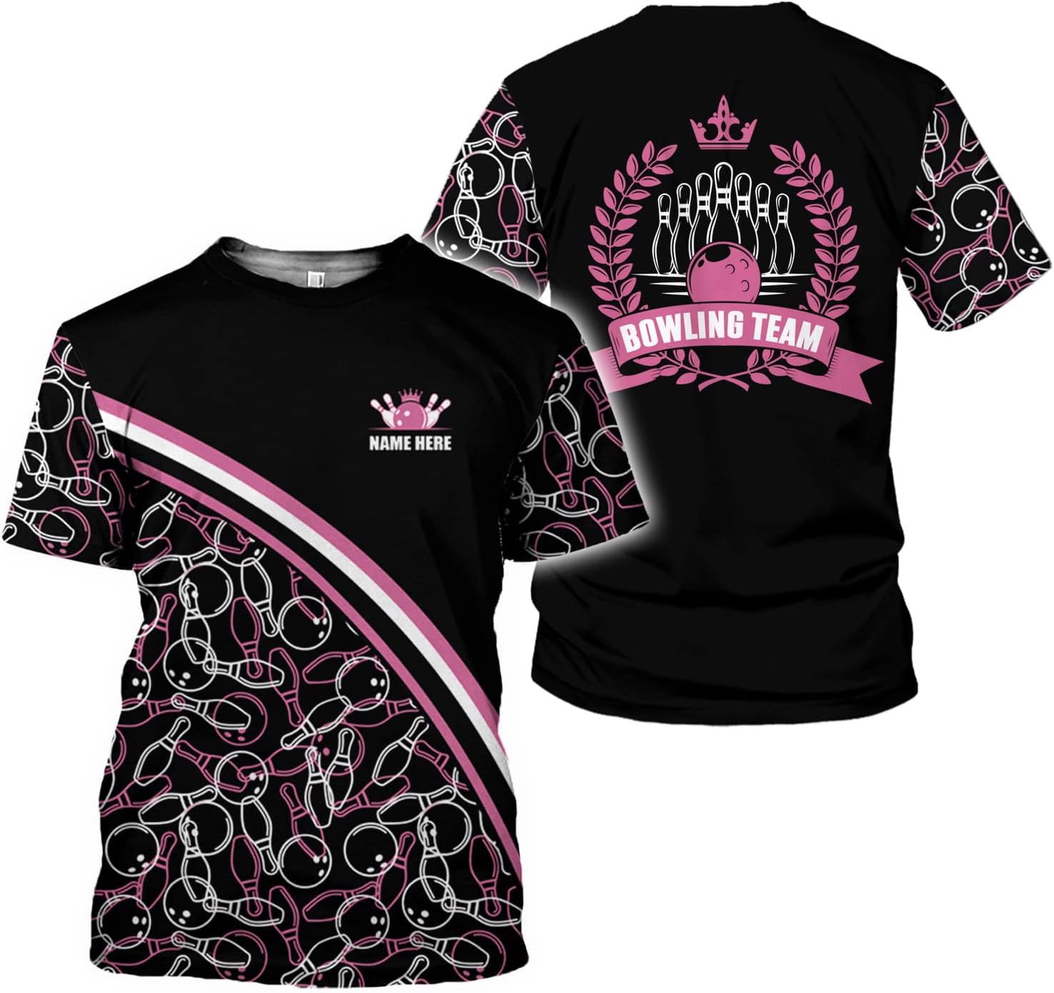 Personalized Name Bowling Shirts for Women 3D, Bowling Shirts with Name, Custom Bowling Shirts Gift for Bowling Lover