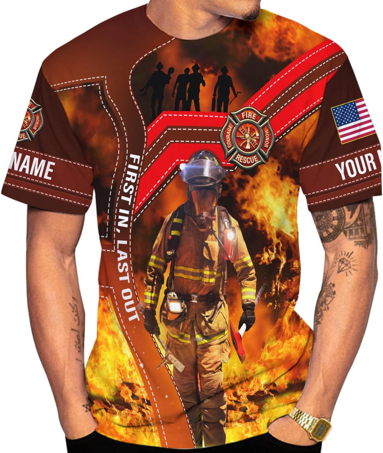 Mostprints Personalized Name Firefighter Shirt 3D, Custom Name Firefighter Shirts Men, Gift Firefighter Shirts for Women1