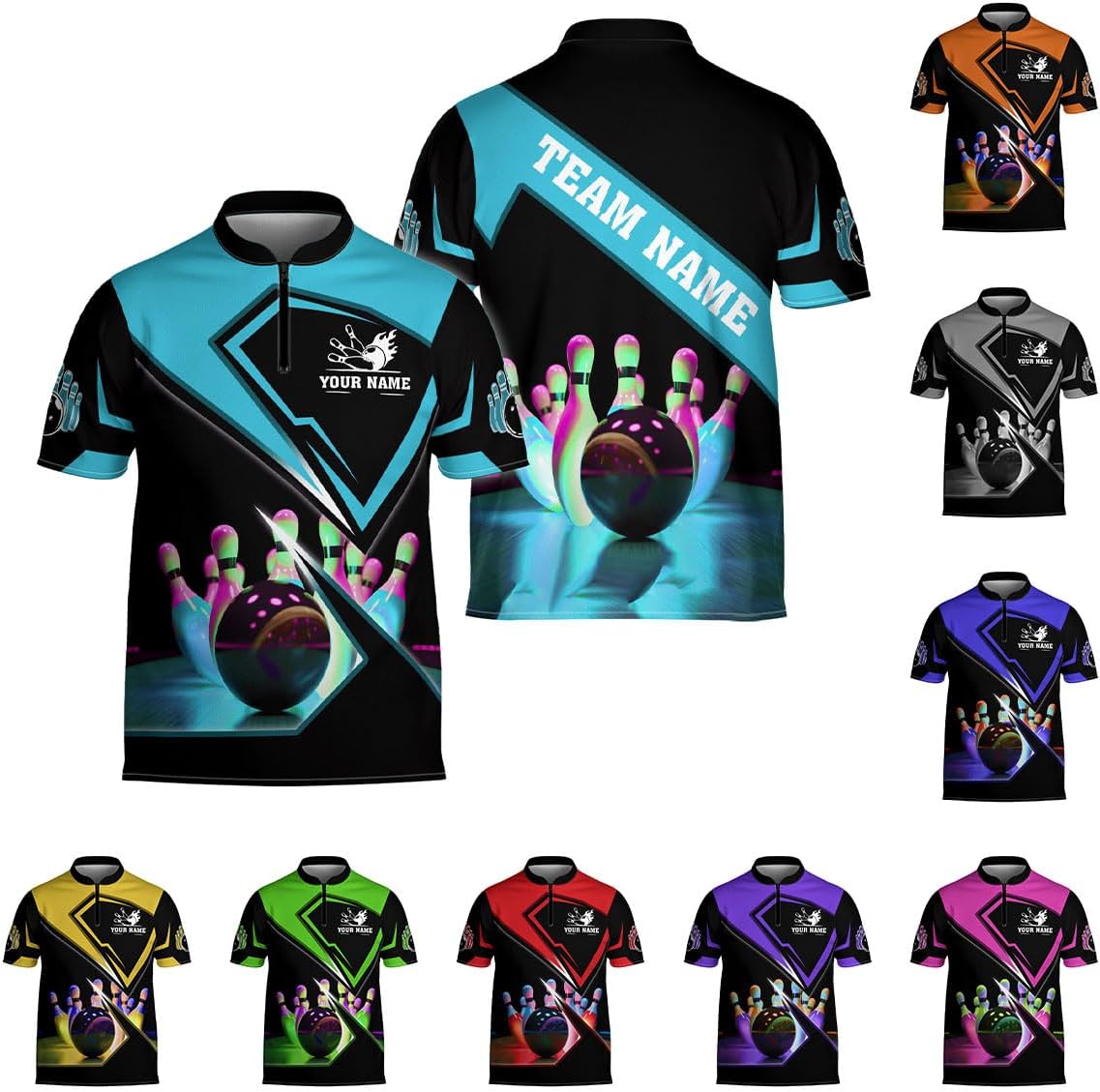 Ligthuy Personalized Bowling Jersey 3D, Bowling Shirts for Team, Bowling Shirt Unisex for Men Women, Bowling Shirts for Men