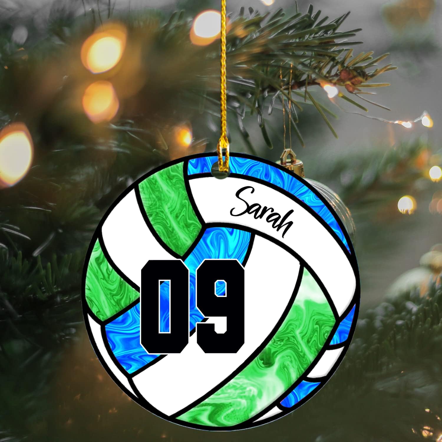 Mostprints Personalized Name Volleyball Ornament for Chrismas 2023, Custom Wood Volleyball Ornaments for Christmas Tree, Volleyball Ornaments for Men, Boy Christmas Pine Tree Hanging