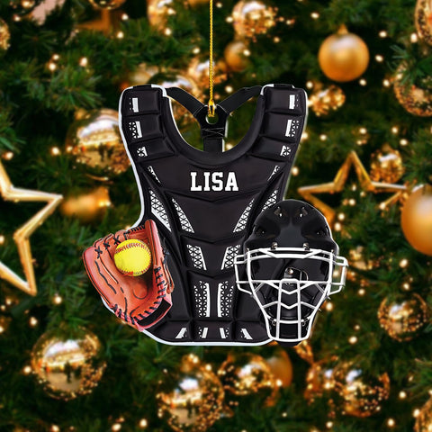 Personalized Softball Ornament Custom Name & Number Ornaments 2024 for Girl Coach Softball, Softball Gloves Ornament Custom, Softbal Ornament, Softball Ornament Softball Lover (Style 10)