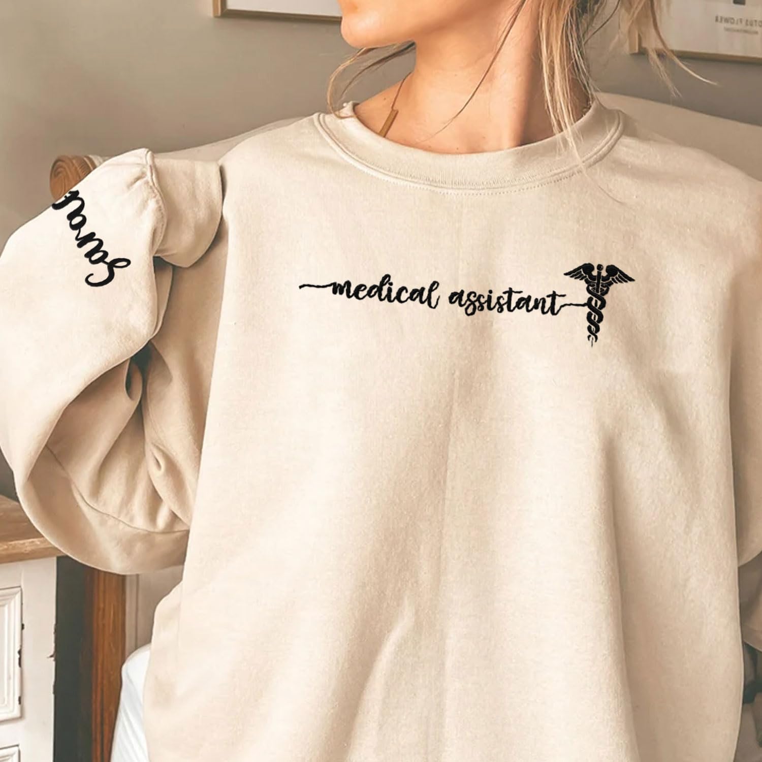 Custom Medical Assistant Embroidered Sweatshirt for Women, MA Nurse Crewneck, Medical Assistant Shirts Gift for Nurse