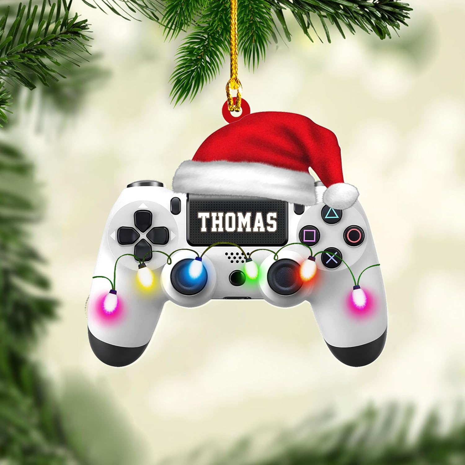Artparel Personalized Gamer Ornament Custom Name Game Controller Ornament Shape Flat Computer Ornament for Gamer Gaming Ornament Gamer Christmas Ornament (GC1)