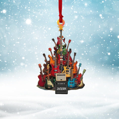 Personalized Guitar Ornaments 2024 Music Ornaments Acoustic, Custom Guitar Gifts for Guitar Musical Instrument Ornament Gift for Guitar Player Decoration Xmas, Guitar Lover Gift (Style 7)