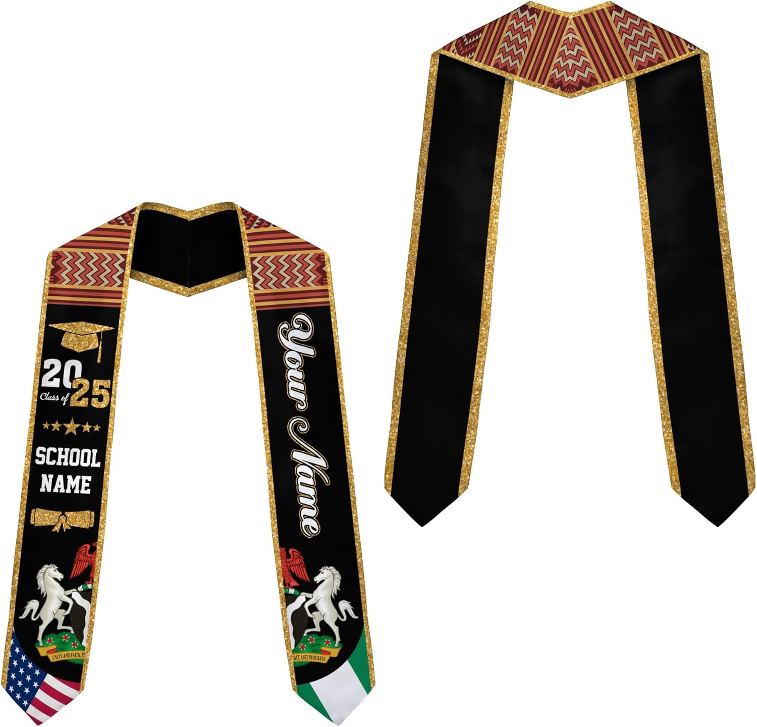 Pretyprints Custom Nigerian Graduation Sash Nigeria Graduation Stole Personalized Nigerian American Flag Graduation Sash 2025