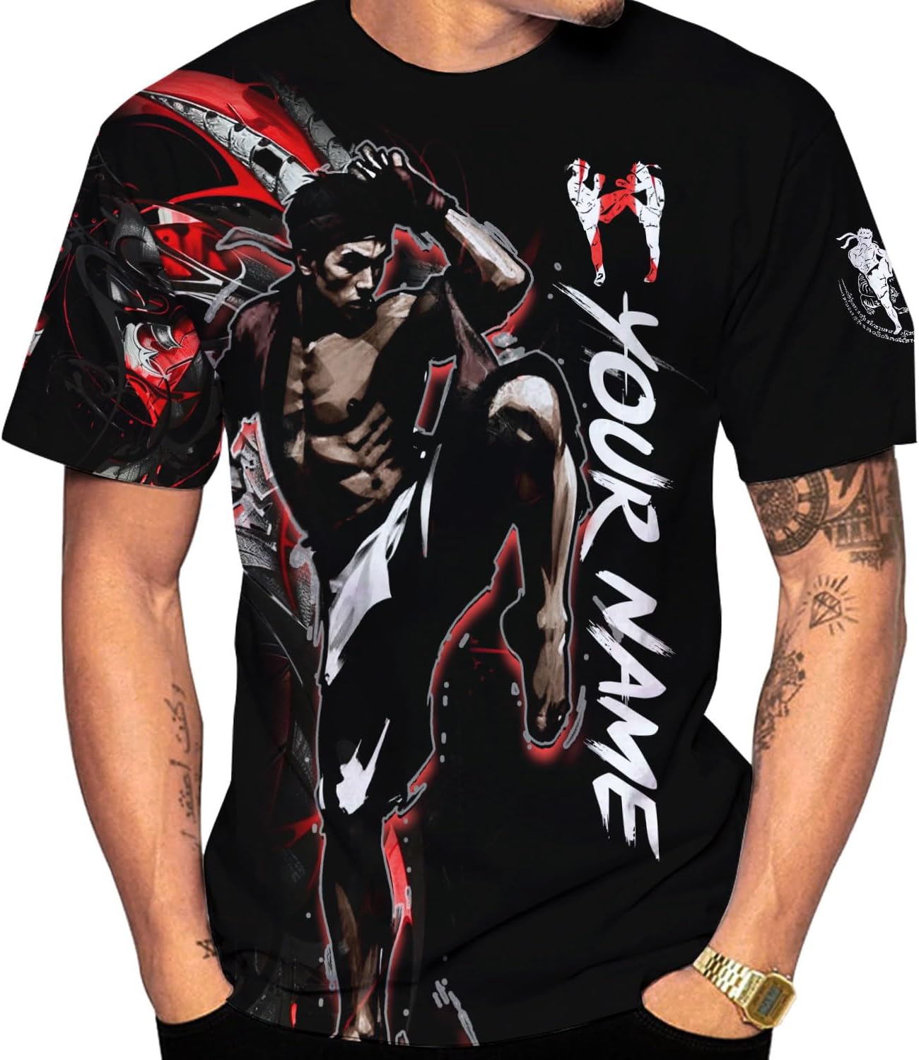 MAPrints Personalized Name Muay Thai Pride Shirt for Men