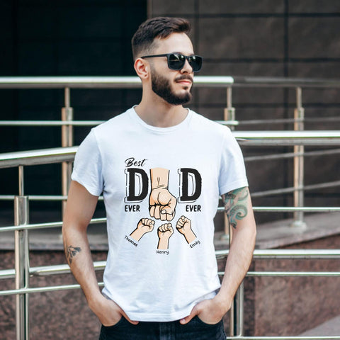 Personalized Dad Shirt, Custom Daddy Shirts for Men, Kids Hold Grandpa Hand Shirt Grandpa Shirt, Gifts for Father Day