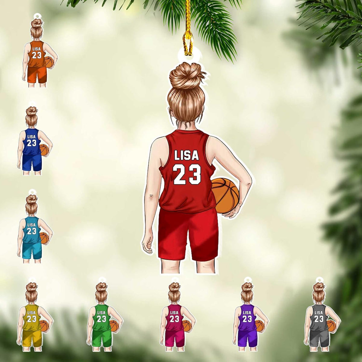 Artparel Personalized Basketball Ornaments, Basketball Christmas Ornament, Car Ornament, Custom Basketball Player Ornament, Basketball Ornaments for Christmas Tree (BKBV 10)