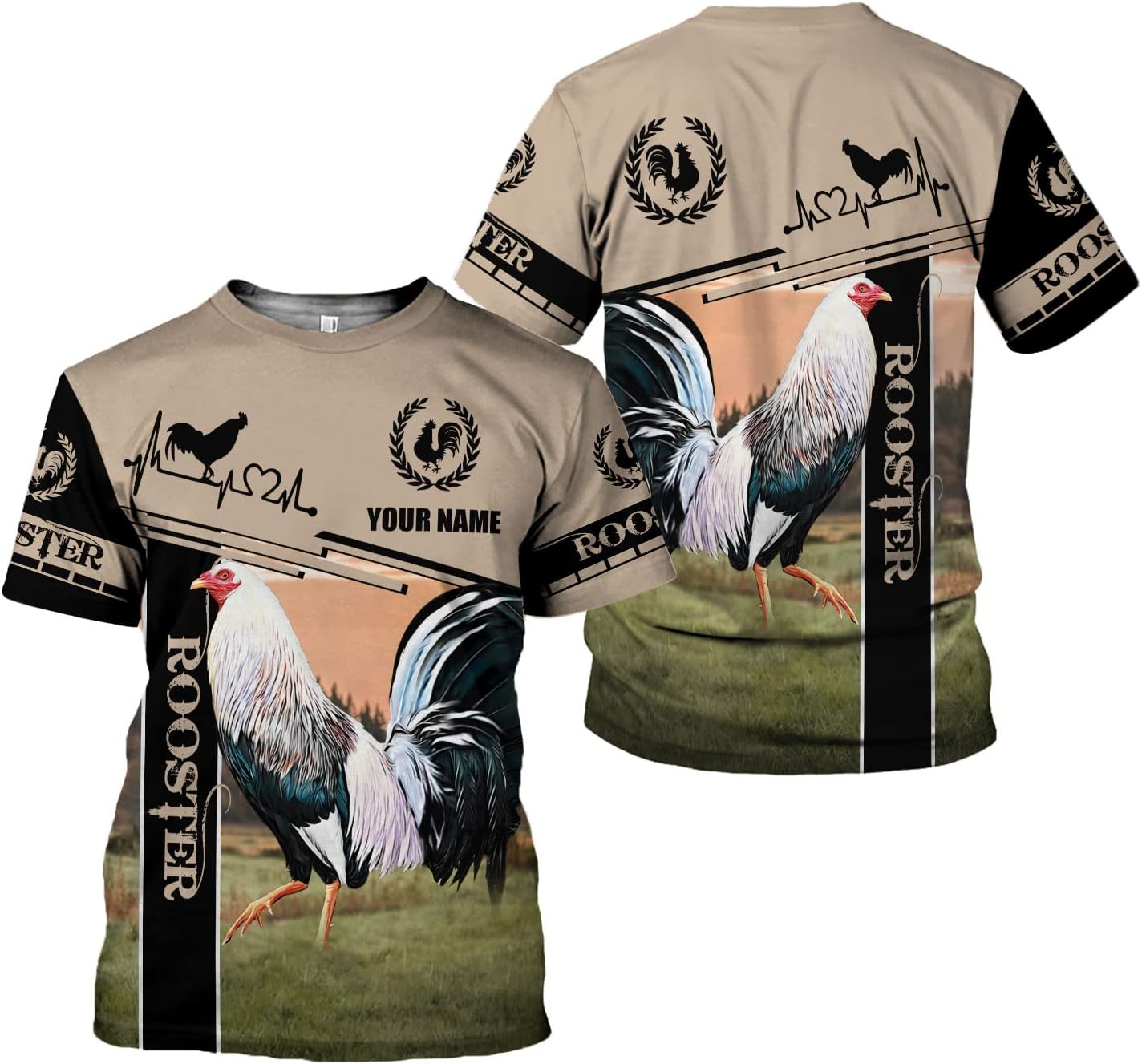 Mostefy Personalized Name Rooster Shirt 3D, Rooster Shirts for Men, Chicken Tshirts Shirts for Women, Funny Chicken Shirts