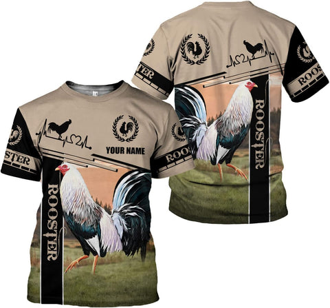 Mostefy Personalized Name Rooster Shirt 3D, Rooster Shirts for Men, Chicken Tshirts Shirts for Women, Funny Chicken Shirts
