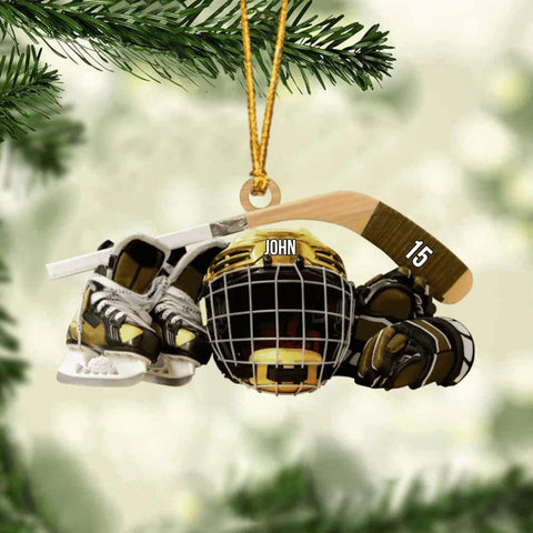 Artparel Personalized Hockey Ornaments, Hockey Ornaments for Christmas Tree Hockey Helmet Ornament, Hockey Player Gifts, Gift for Hockey, Lover Hockey Players, Hockey Christmas Ornament