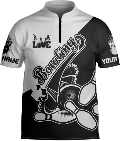 Custom Bowling Jerseys for Men Women Personalized Team Name Quarter Zip 3D Apparel Customized Bowling Jersey Shirts Unisex