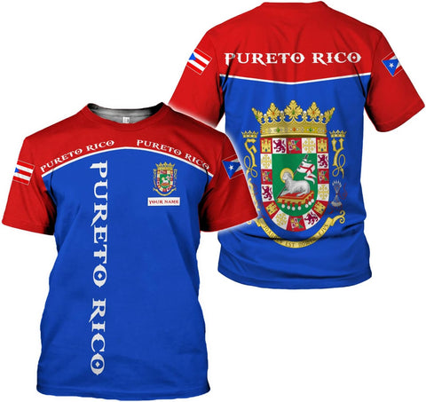 Personalized Name Puerto Rico T-Shirt 3D, Customized Puerto Rico Shirt for Men Women, Puerto Rico Flag T Shirt