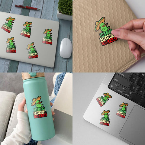 3 Pcs Relax Gringo Im Legal Sticker, Relax Gringo Im Legal Sticker for Car, Relax Gringo Calcomanías De Mexico Funny Immigrant Calcomanias Mexico Mexican Cactus Stickers for Truck Car Helmet G2