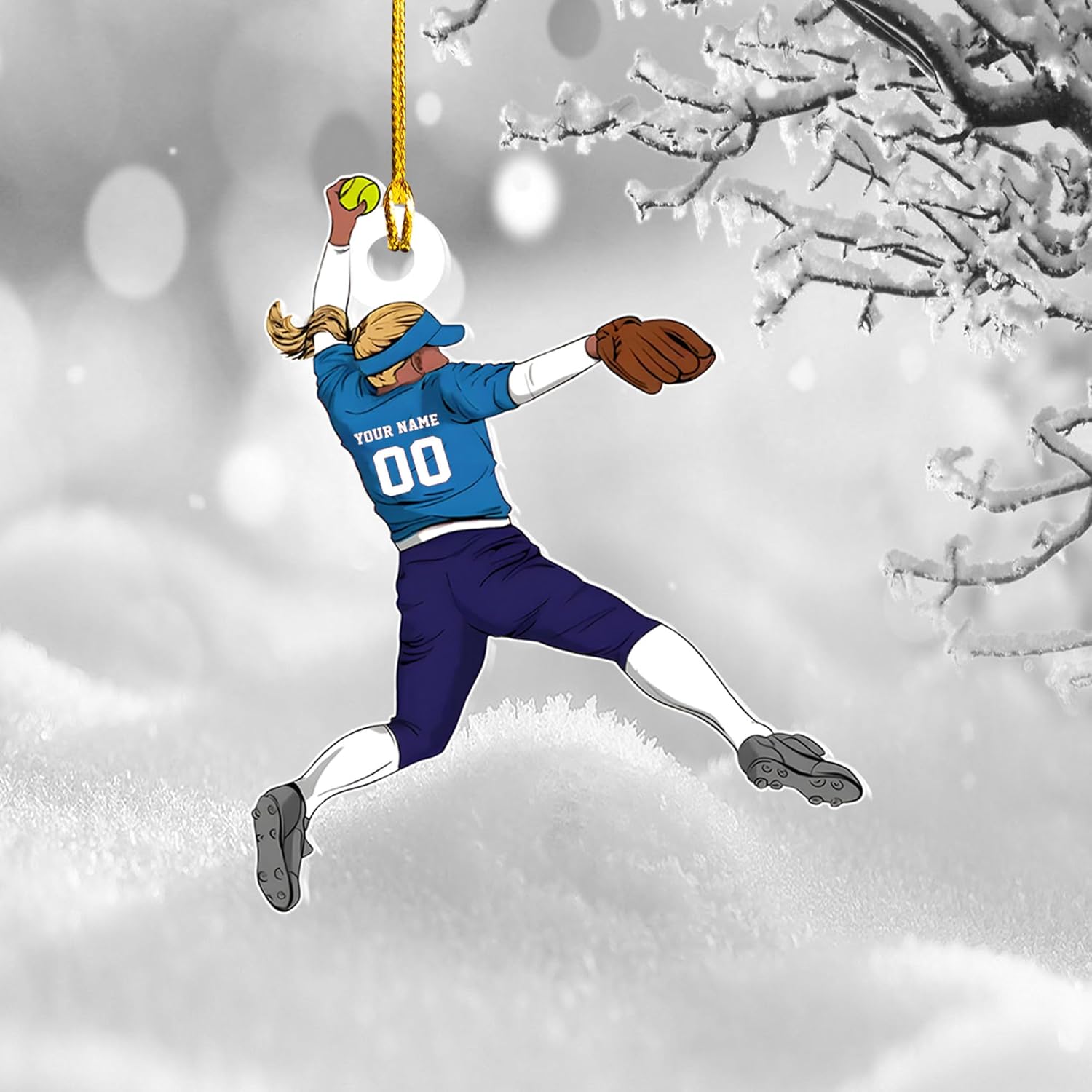 TinoShop Personalized Softball Acrylic Ornament Custom Name & Number Ornaments 2024 for Girl Coach Softball, Softball Gloves Ornament Custom, Softbal Ornament, Softball Ornament Softball Lover (ON467)